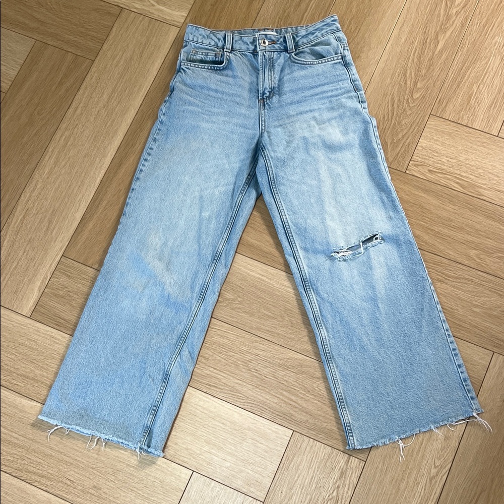 Mango Light Blue Wide Leg Jeans